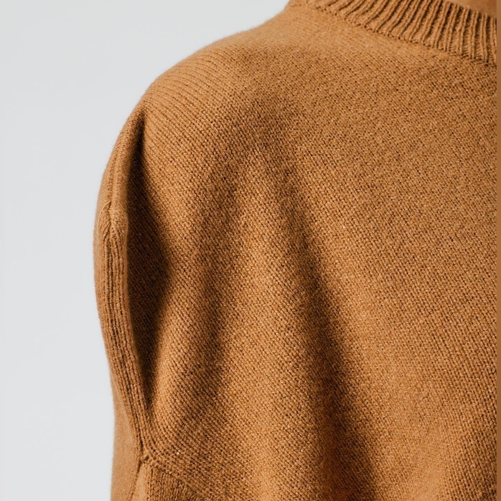 Tibi Recycled Cashmere Carre Oversized Sweater in Caramel - Picture 4 of 11